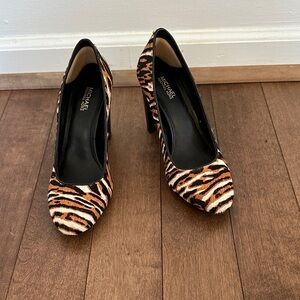 Michael Kors Black and Tan Animal Print Heels
